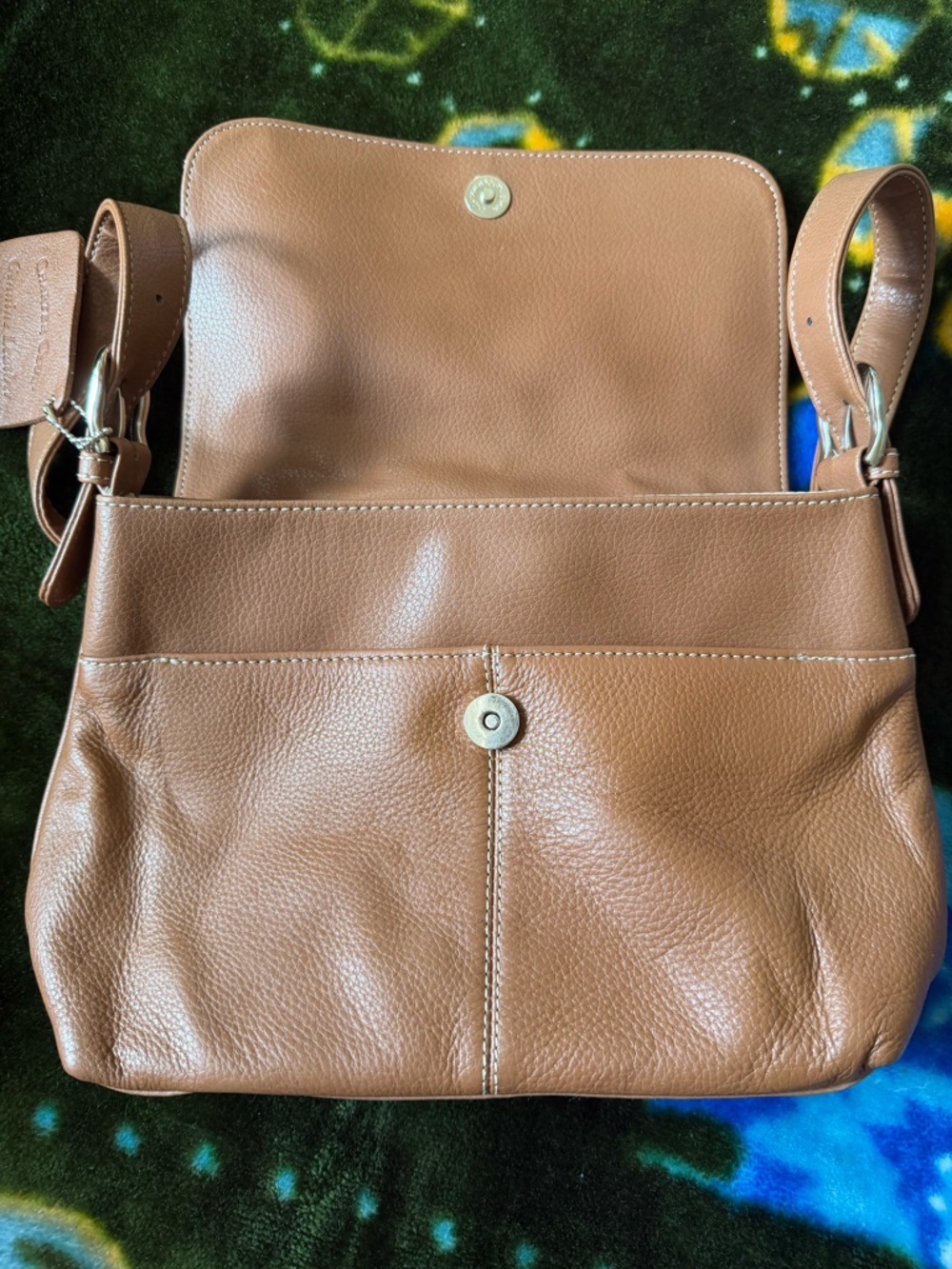 Charter Club Pebbled Leather Flap Crossbody in Tan - Picture 14 of 15